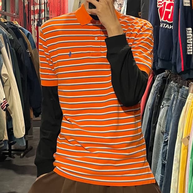 [IM] Polo 폴로 오렌지 스트라이프 카라 반팔