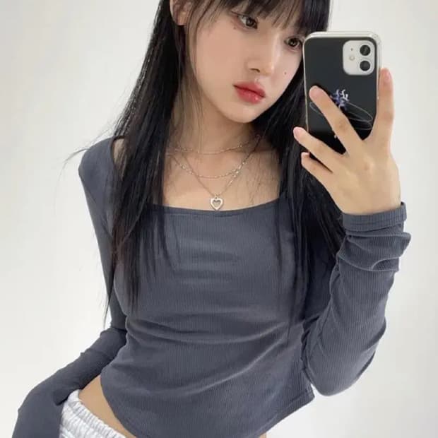 아쿠비클럽 스퀘어 골지 티셔츠