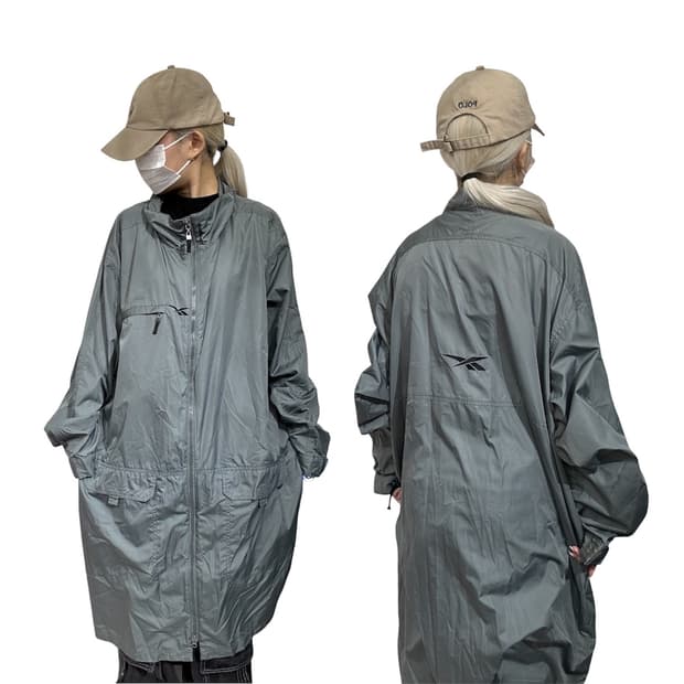 리복 그레이 롱 바람막이 자켓 L