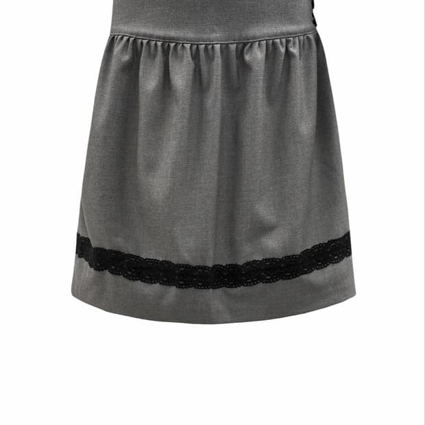 LACE MIDI SKIRT (GRAY)