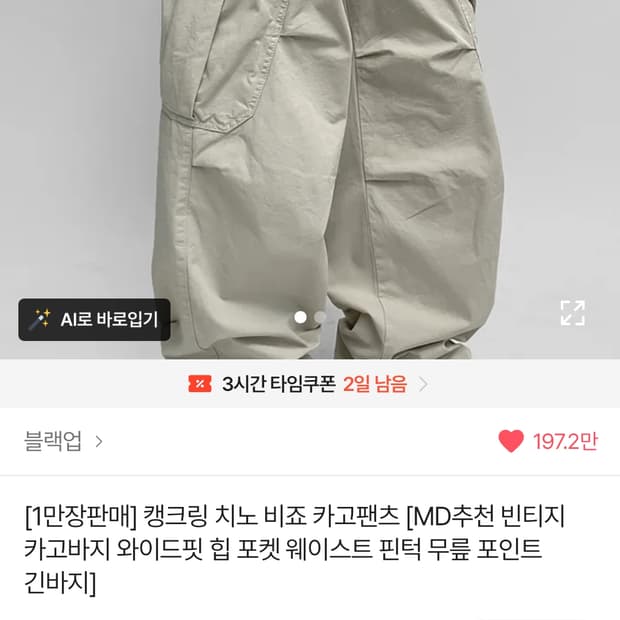 블랙업 카고바지 베이지s