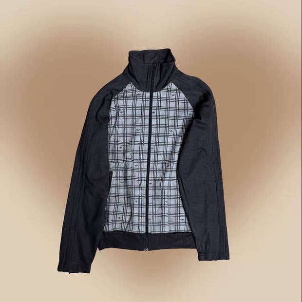 아디다스 브라운 체크 져지