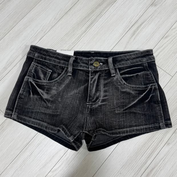 그레이블랙 데님 반바지 로우웨스트 새제품