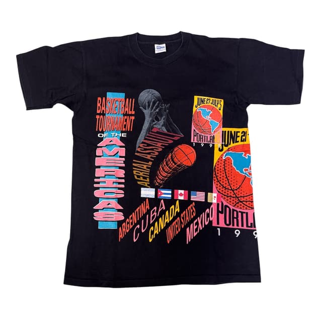 빈티지 90s AOP 아메리카 바스켓볼 토너먼트 티셔츠 L