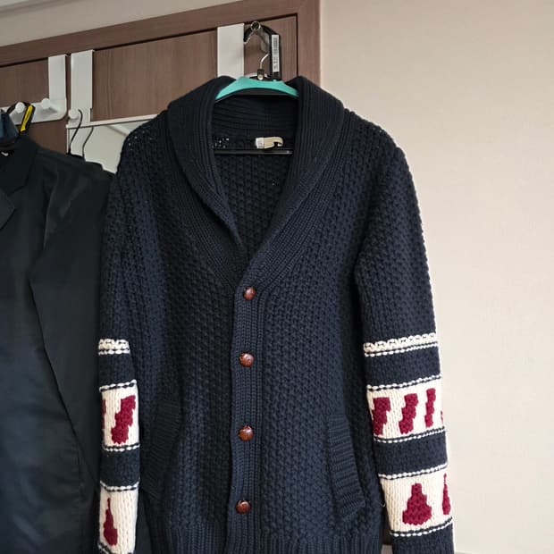 Burberry 램스울 숄칼라 인타르시아 가디건 M