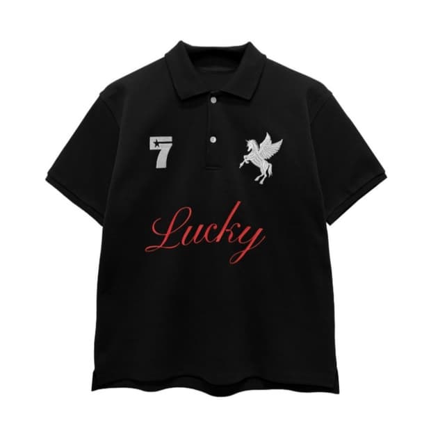 아이필럭키 LUCKY KOIN POLO SHIRT BLACK