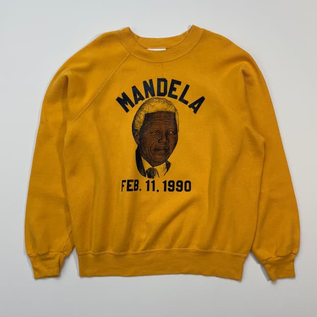 USA 90s Nelson Mandela BW 옐로우 스웻셔츠