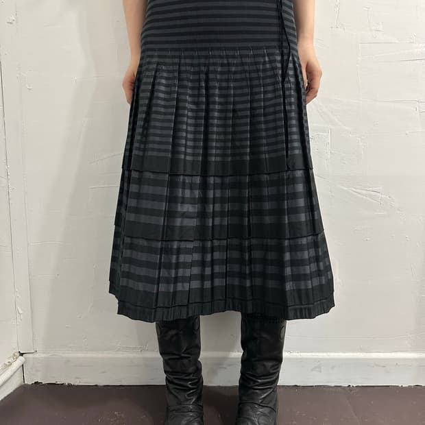 agnes b stripe layered skirt