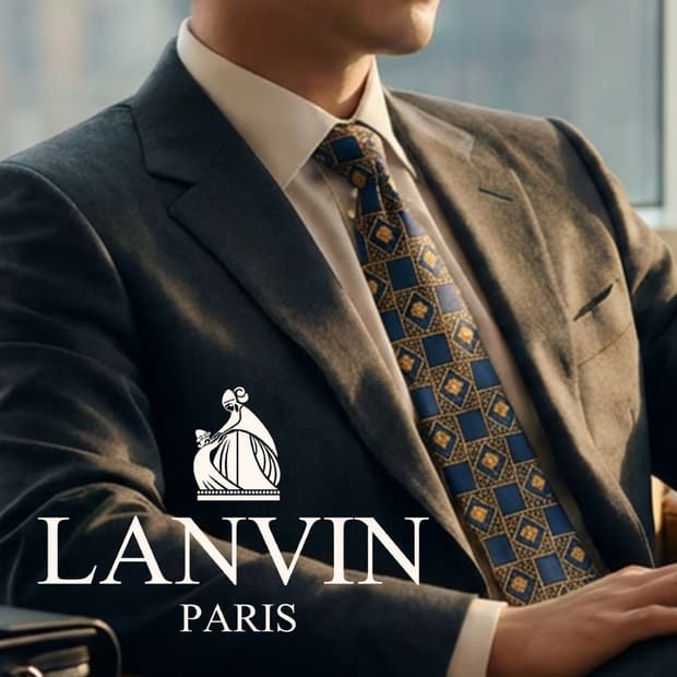 랑방 실크 네이비 플라워 패턴 넥타이 9.5cm S등급 E840