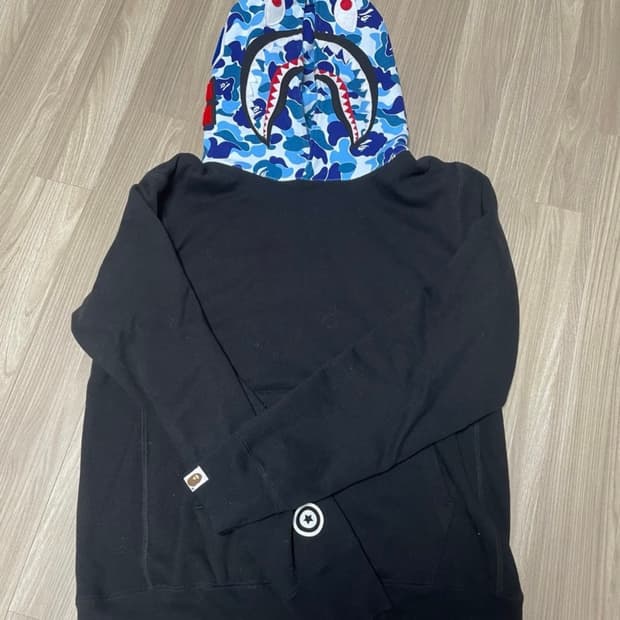 베이프 샤크 후드티 파랑 헤드 L