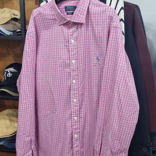 폴로 남성용 체크셔츠 가슴단면70(2xL) 국내115이상 (1번실착제품)