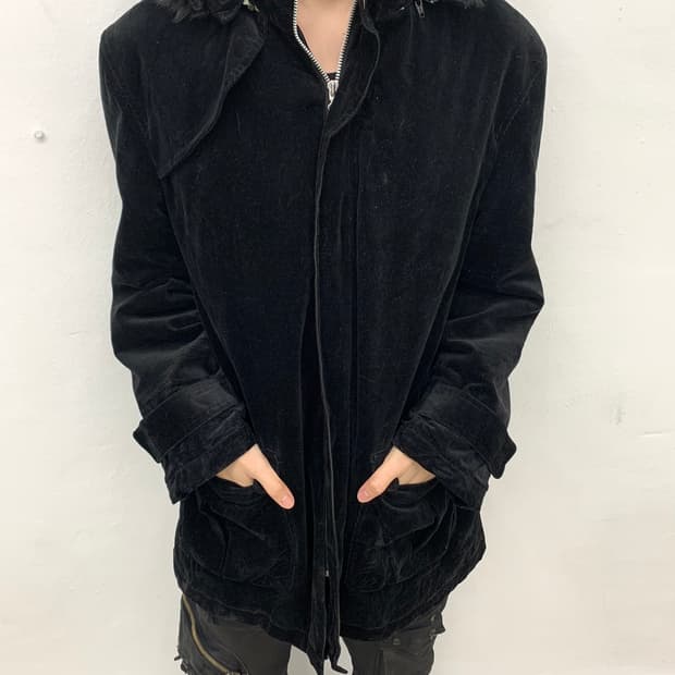 Comme ca ism fur hood velour jacket  