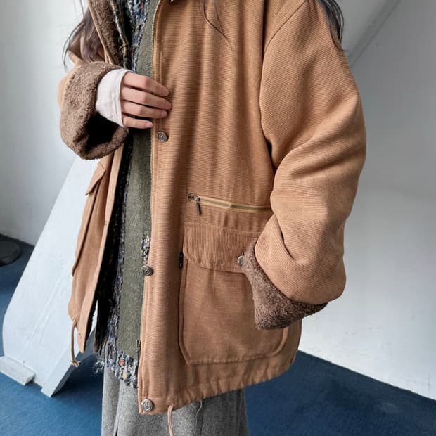 Cord fabric stand collar utility mid coa