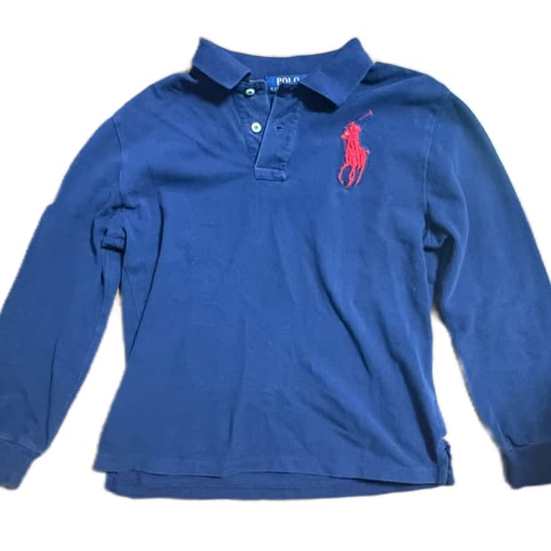 폴로 빅포니 카라티 긴팔티 네이비 레드