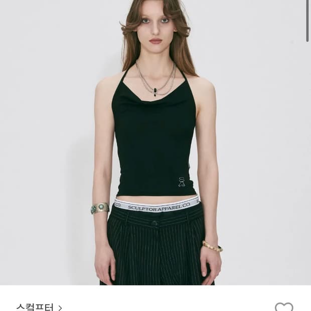 스컬프터) Basic Symbol Logo Cowl Top BK M