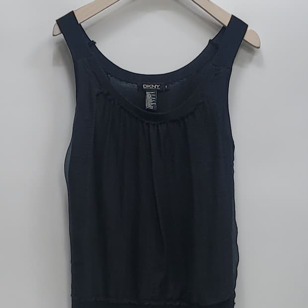 DKNY 도나카란뉴욕 실크 시스루 슬리브리스 / 여 S 블랙