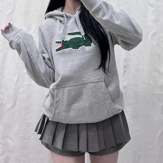 라코스테 그레이 후드티