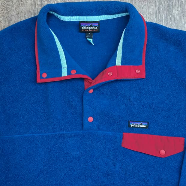 파타고니아 신칠라 블루 레드 XL 라이트웨이트