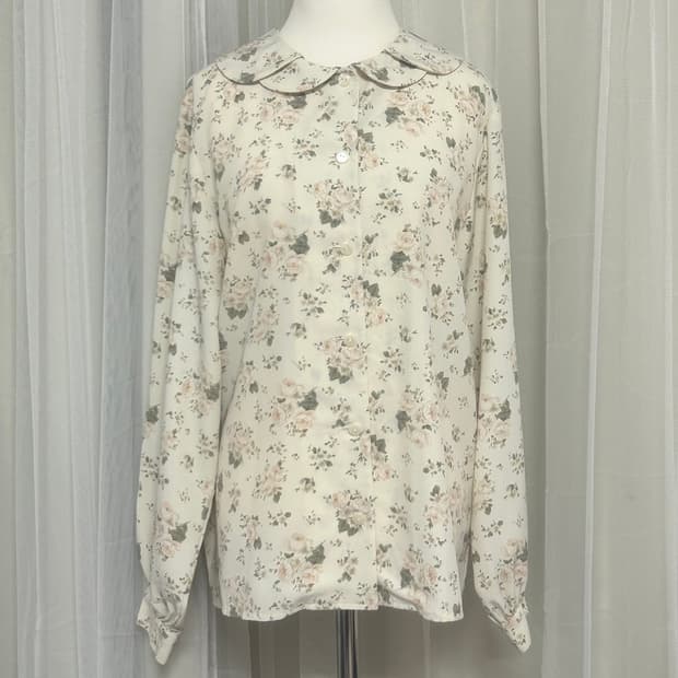 잔꽃 플로럴 카라 쉬폰 블라우스 모리걸 페어리