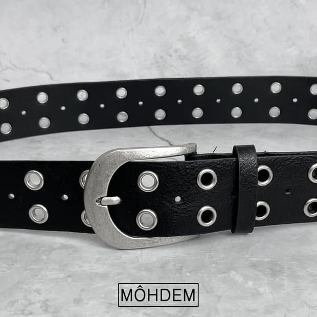 [Unisex] 더블 아일렛 펀칭 가죽 벨트