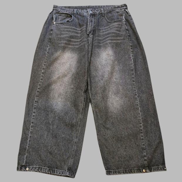 36~37인치 워싱그레이 와이드데님팬츠 