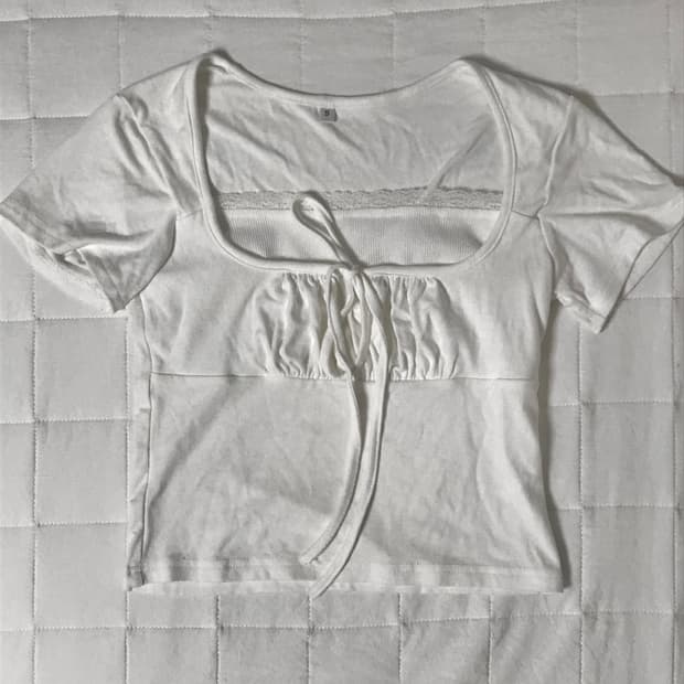 알리 레이스 리본 레이어드 반팔티 고스 펑크 로걀탑 공겜여주