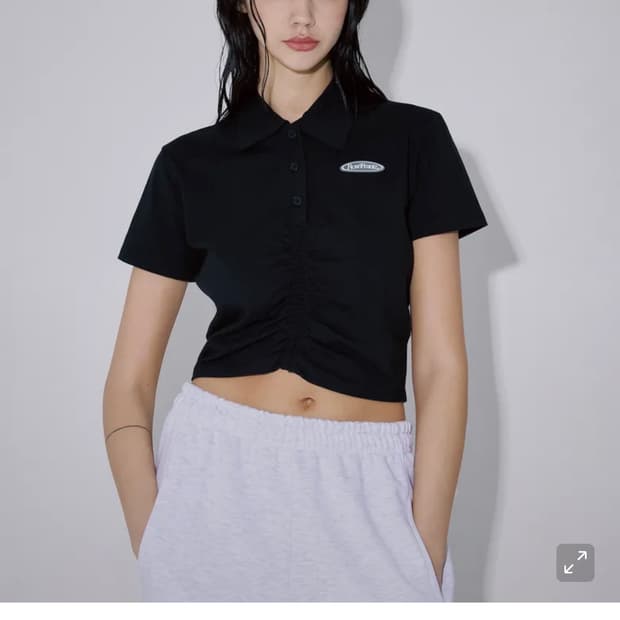 로제프란츠 셔링 반팔 크롭티 블랙