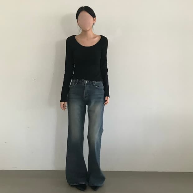 택o) Yue 유프로젝트 워싱턴 부츠컷 데님팬츠 M