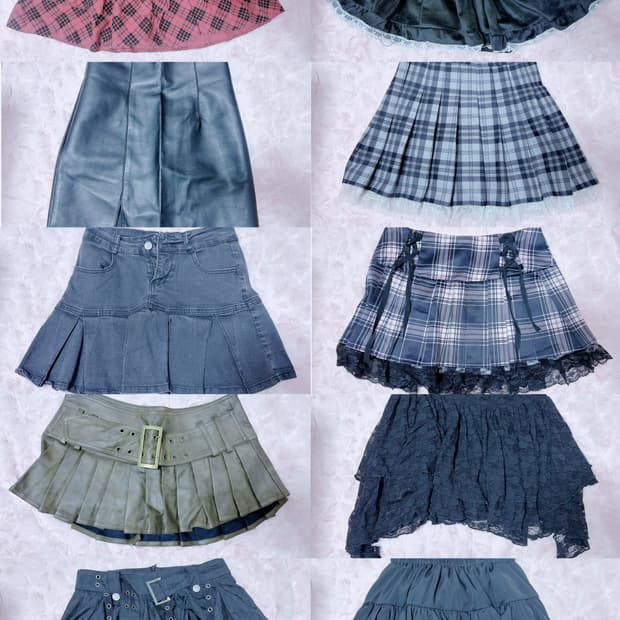 미니미디스커트 히메갸루고스로리y2k공겜여주체크레이스프릴플레어캉캉가죽레더