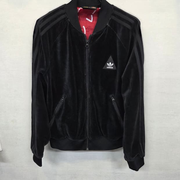 아디다스 퍼렐윌리암스 여성 한정판 벨벳 벨루어 트랙탑 져지 L