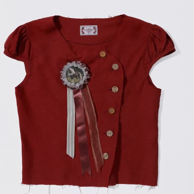 스컬프터 로제타 퍼프 셔츠 레드