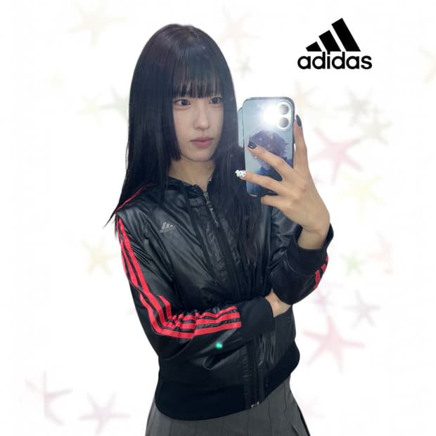 아디다스 글리터 로고 바람막이