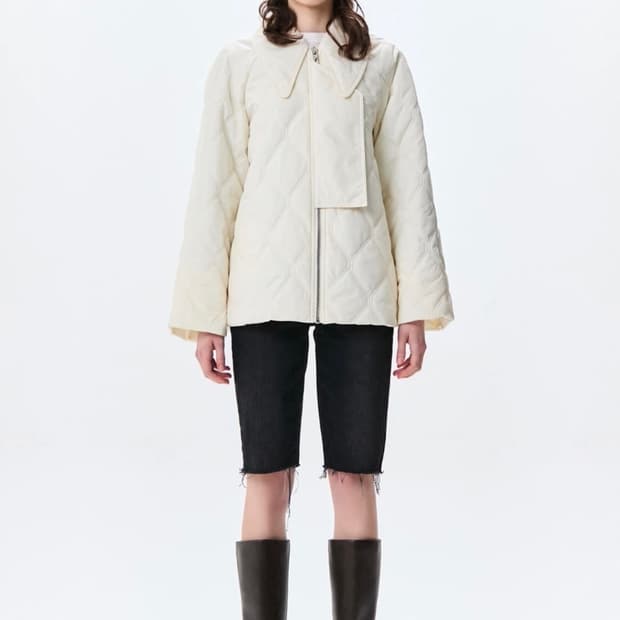 Ganni 립스탑 퀼팅자켓