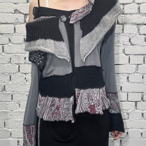 Bohemian Patchwork Knit Cardigan
