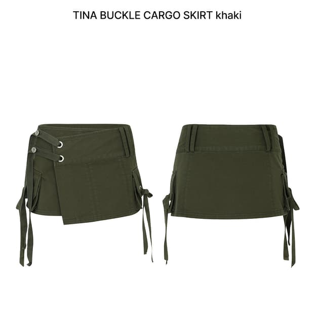 TINA BUCKLE CARGO SKIRT khaki