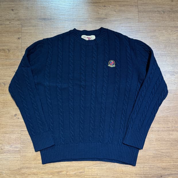 리넥츠 메리노울 케이블니트 네이비