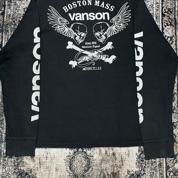vanson 밴슨 스컬 프린팅 블랙 롱슬리브 M