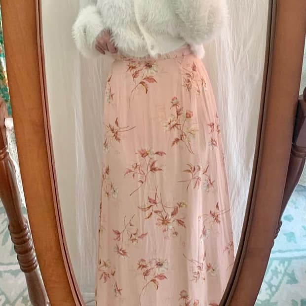 핑크 플라워 롱스커트