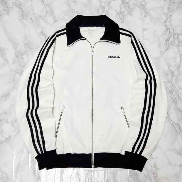아디다스 검흰 삼선 베켄바우어 트레이닝 져지 자켓