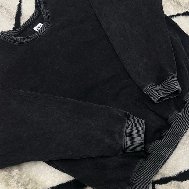 [한국2XL]ZARA 데님 흑청 워싱 맨투맨