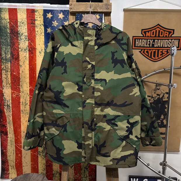80s 오리지날 U.S ARMY ECWCS 파카 우드랜드 카모 N489