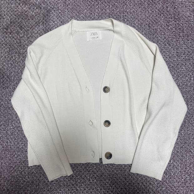 자라 아이보리 니트 가디건