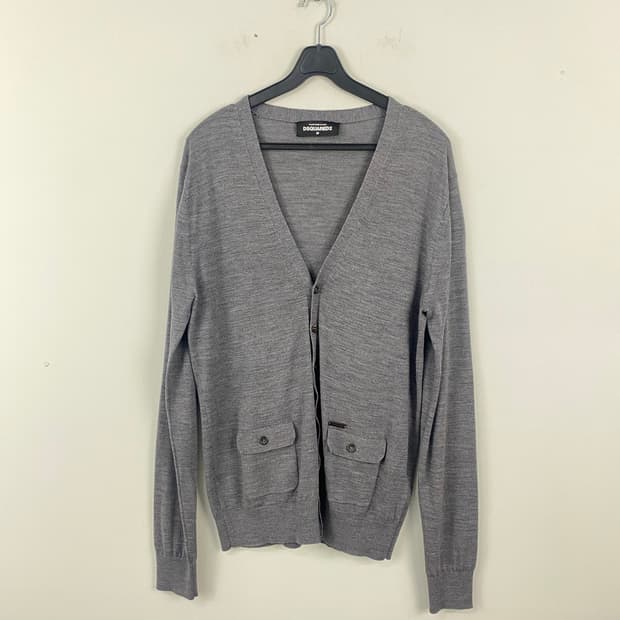 Dsquared2 디스퀘어드2 로고 회색 브이넥 가디건 M <55>