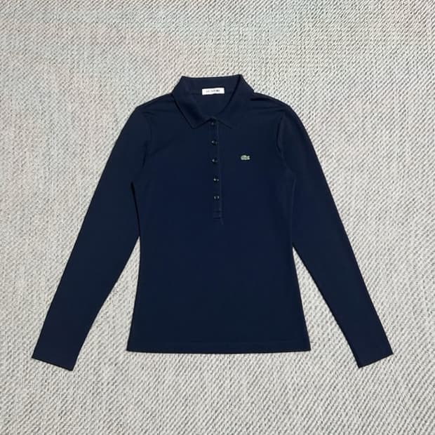 [L] Lacoste 라코스테 우먼즈 네이비 슬림핏 긴팔 카라티