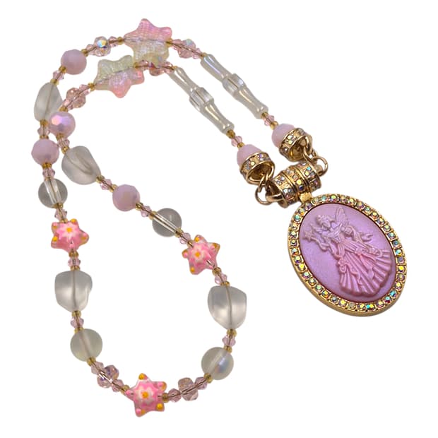 90s 미국 커크스폴리 무라노 글라스 카메오 목걸이