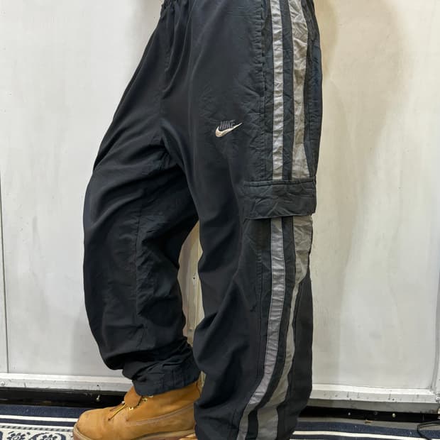 90s NIKE 네이비 & 아이보리 나일론 트랙 팬츠