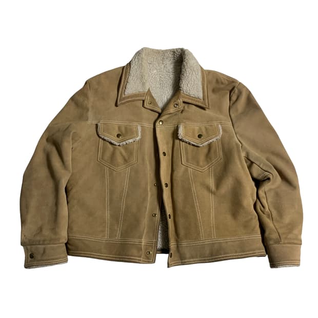 [XL] 70s suede Sherpa leather jacket