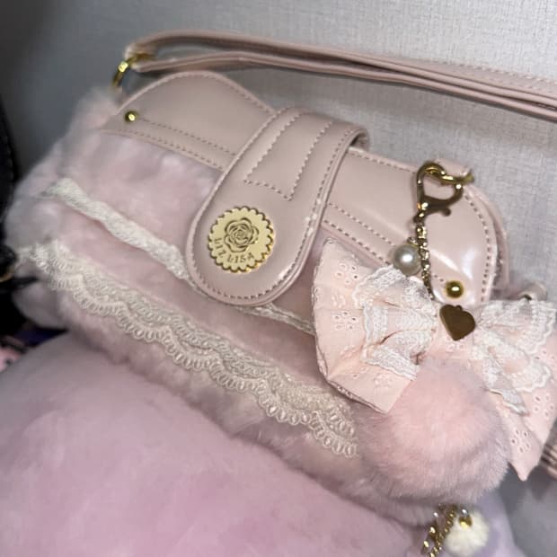 [제시] 리즈리사 폼폼이 퍼 핑크 크로스백