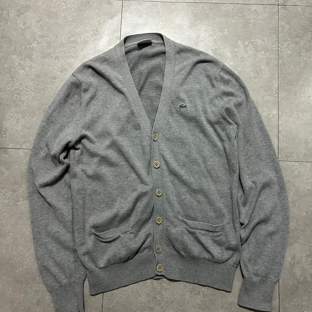 라코스테 라이트 그레이  코튼니트 빈티지 가디건 100size 