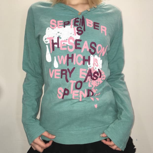 빈티지 민트 프린팅 티셔츠